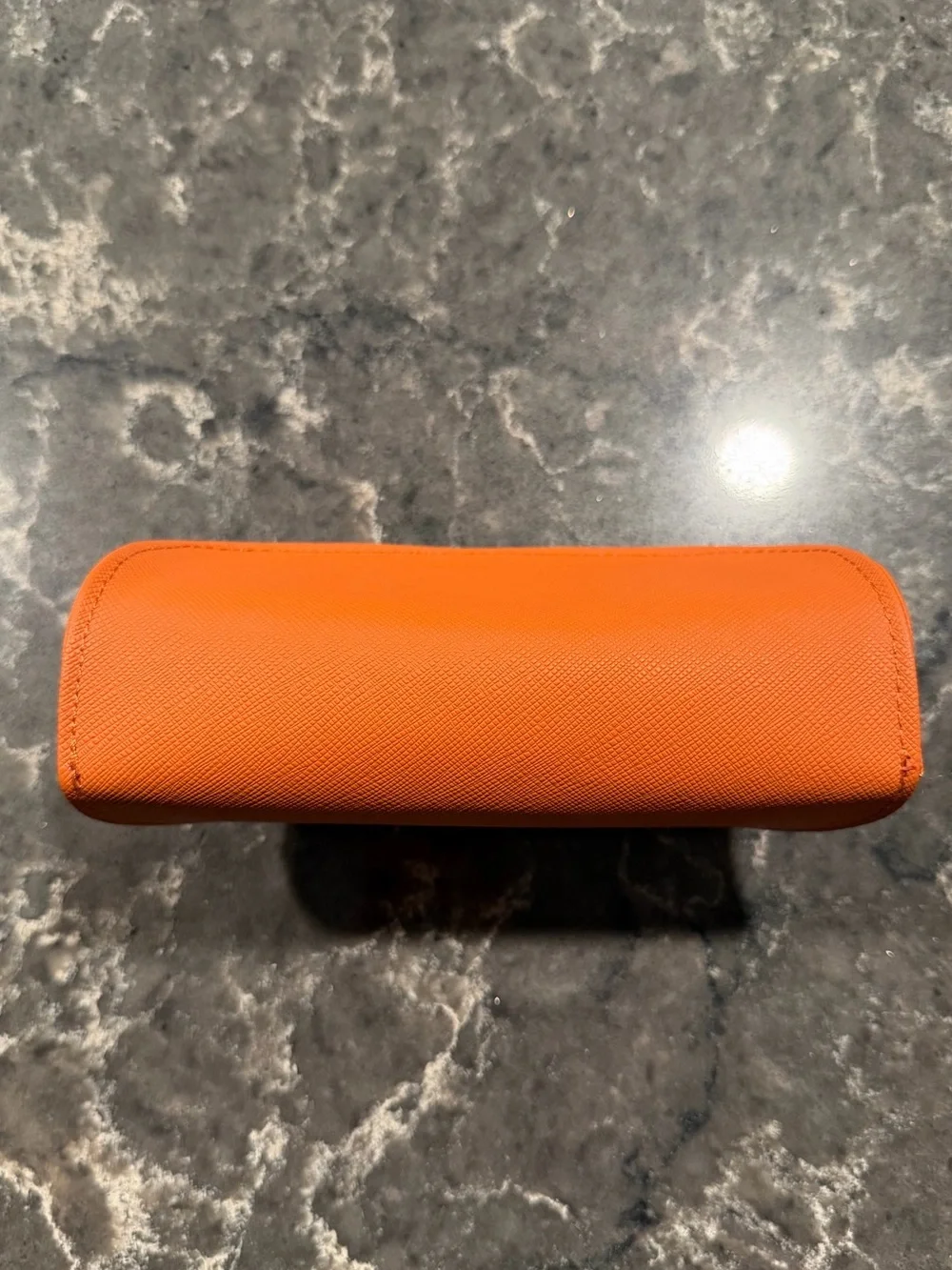 NWOT Tory Burch Sunglasses Case Faux Leather Textured Orange